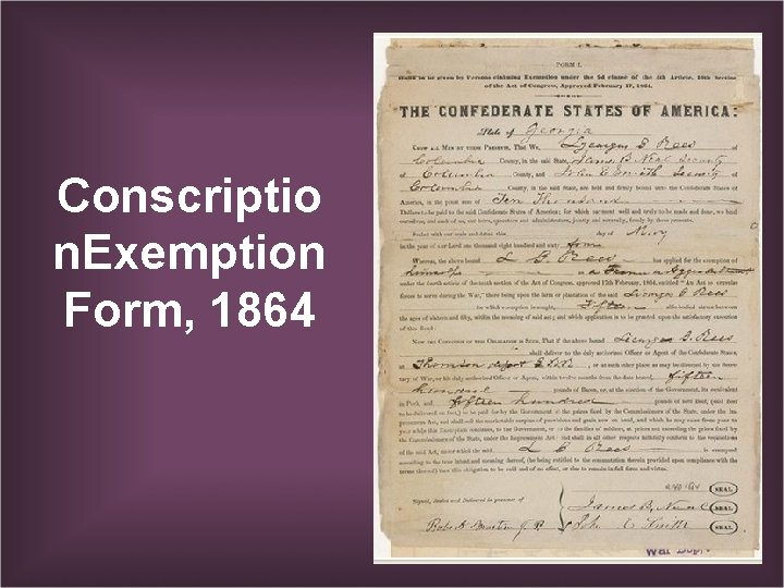 Conscriptio n. Exemption Form, 1864 