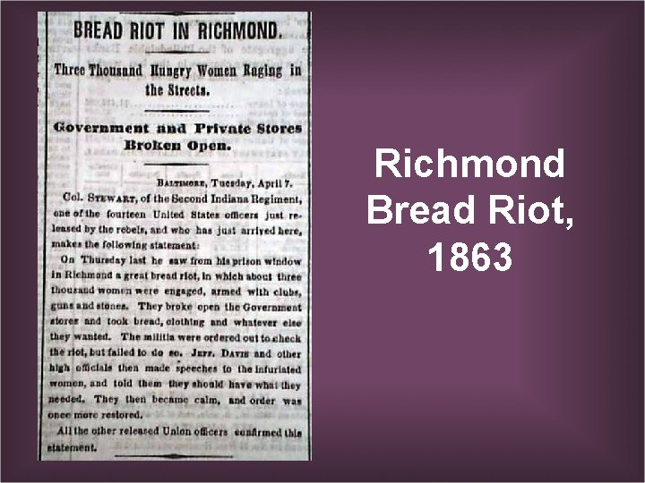 Richmond Bread Riot, 1863 