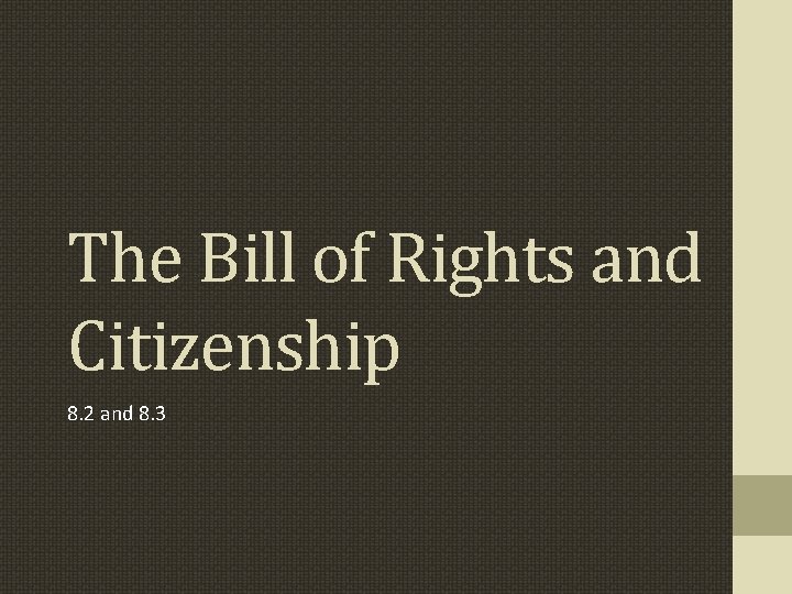 The Bill of Rights and Citizenship 8. 2 and 8. 3 