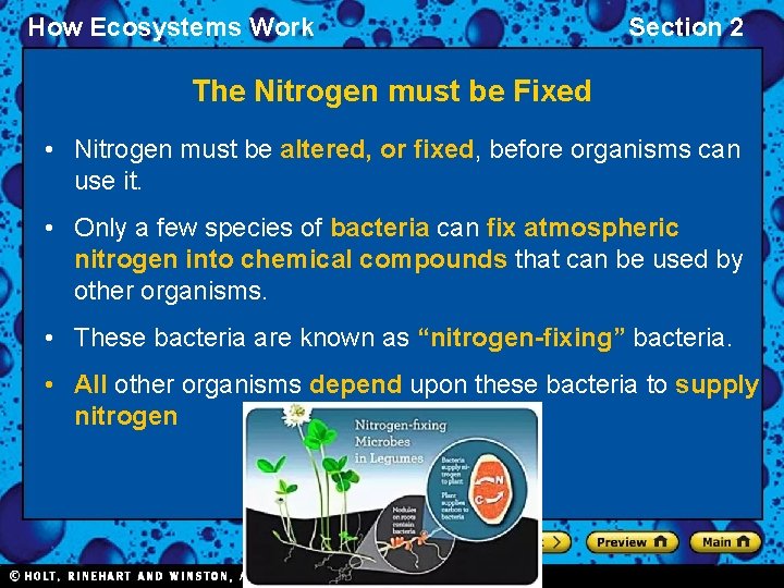 How Ecosystems Work Section 2 The Nitrogen must be Fixed • Nitrogen must be