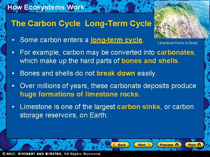 How Ecosystems Work Section 2 The Carbon Cycle Long-Term Cycle • Some carbon enters