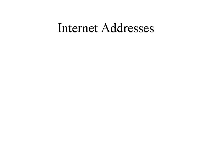 Internet Addresses 