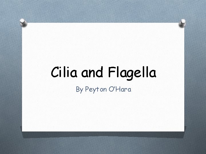 Cilia and Flagella By Peyton O’Hara 