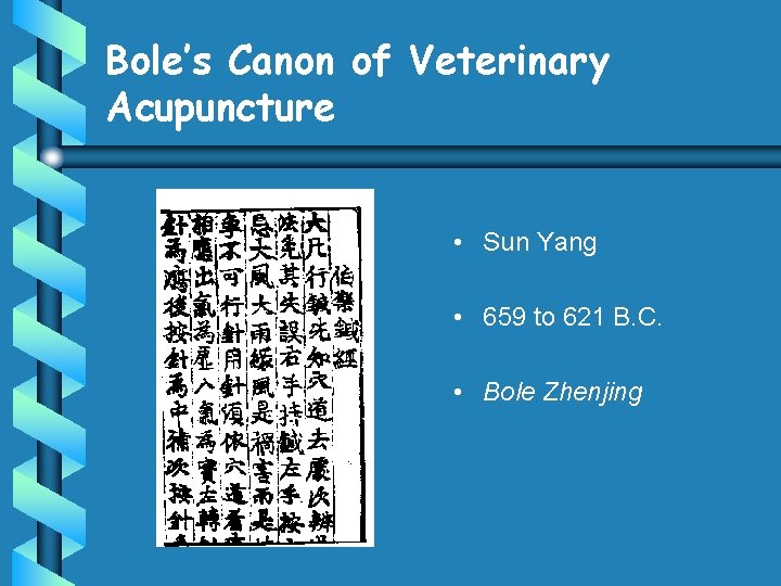 Bole’s Canon of Veterinary Acupuncture • Sun Yang • 659 to 621 B. C.