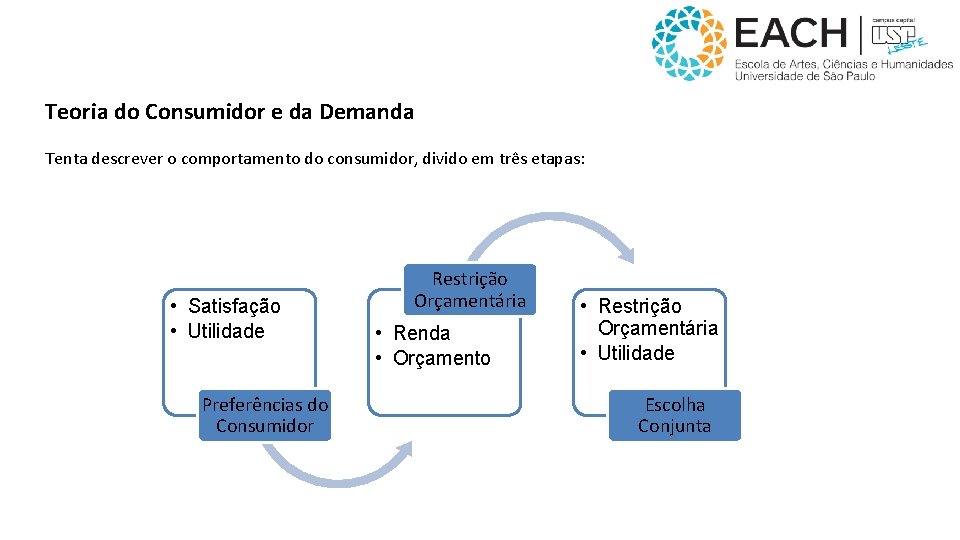 Teoria do Consumidor e da Demanda Tenta descrever o comportamento do consumidor, divido em