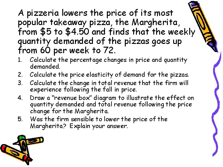 A pizzeria lowers the price of its most popular takeaway pizza, the Margherita, from
