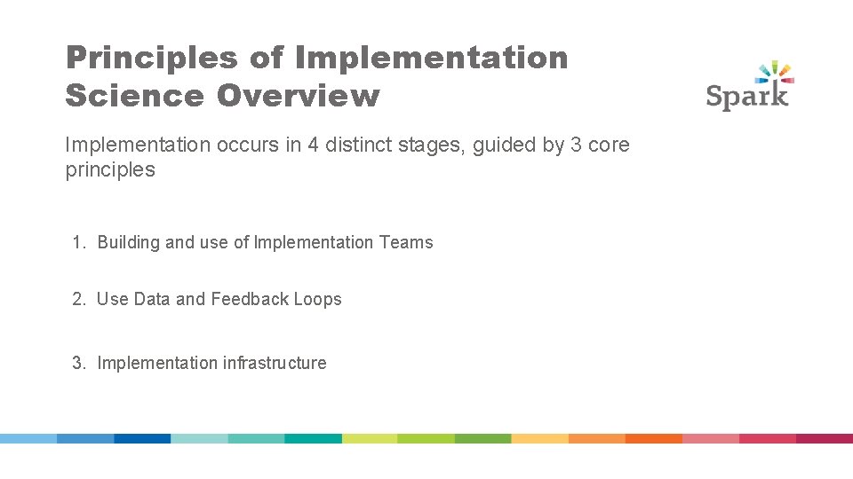 Principles of Implementation Science Overview Implementation occurs in 4 distinct stages, guided by 3 Principles of Implementation Science Overview Implementation occurs in 4 distinct stages, guided by 3