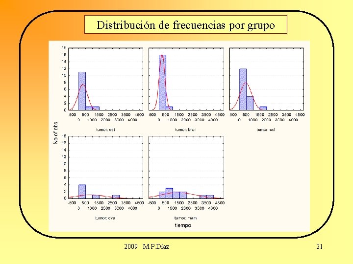 Distribución de frecuencias por grupo 2009 M. P. Díaz 21 