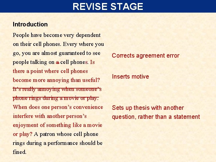 REVISE STAGE Introduction People have become very dependent on their cell phones. Every where