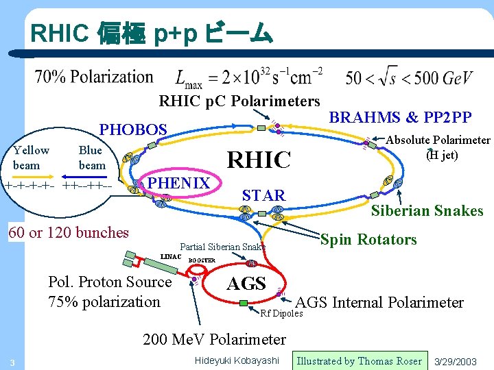 RHIC 偏極 p+p ビーム RHIC p. C Polarimeters PHOBOS Yellow beam Blue beam +-+-