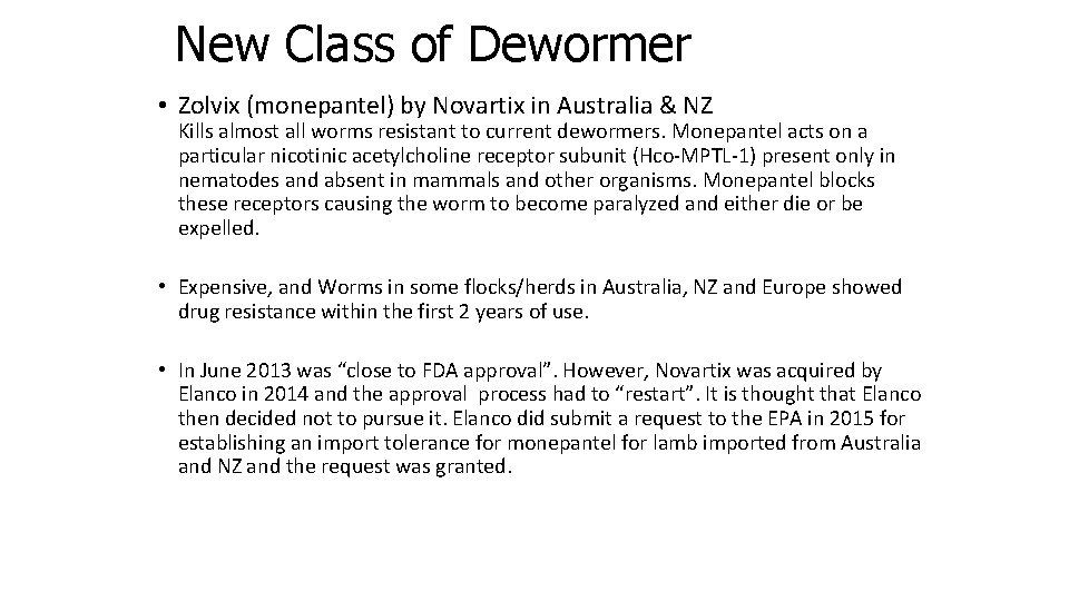 New Class of Dewormer • Zolvix (monepantel) by Novartix in Australia & NZ Kills