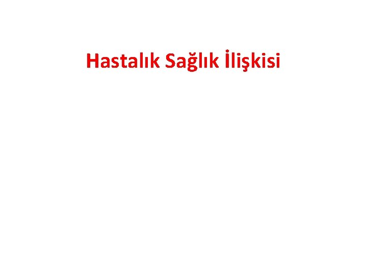 Hastalık Sağlık İlişkisi 