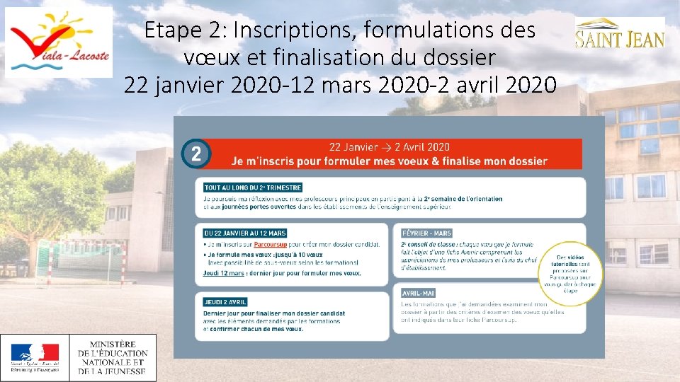 Etape 2: Inscriptions, formulations des vœux et finalisation du dossier 22 janvier 2020 -12