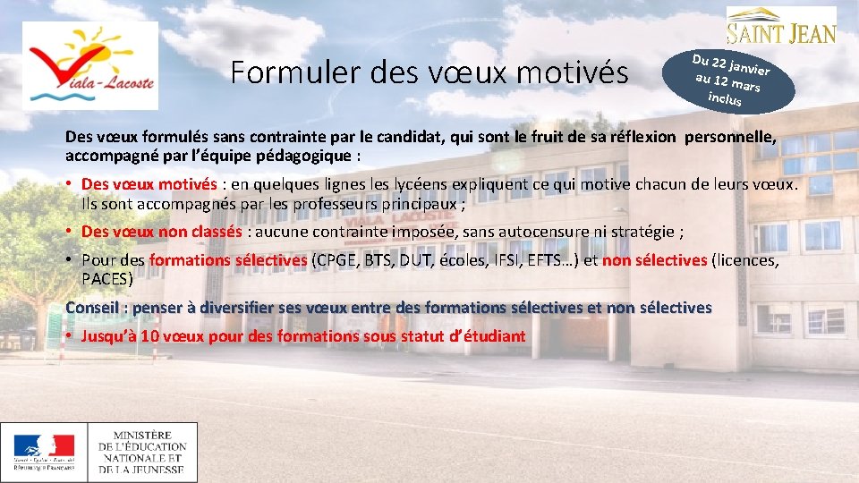 Formuler des vœux motivés Du 22 j anv au 12 m ier ars inclus