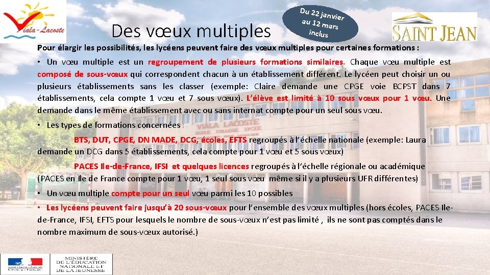 Des vœux multiples Du 22 j anv au 12 m ier ars inclus Pour