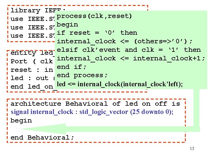 library IEEE; process(clk, reset) use IEEE. STD_LOGIC_1164. ALL; begin use IEEE. STD_LOGIC_ARITH. ALL; if