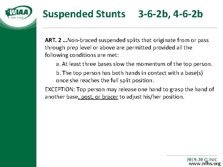 Suspended Stunts 3 -6 -2 b, 4 -6 -2 b ART. 2 …Non-braced suspended