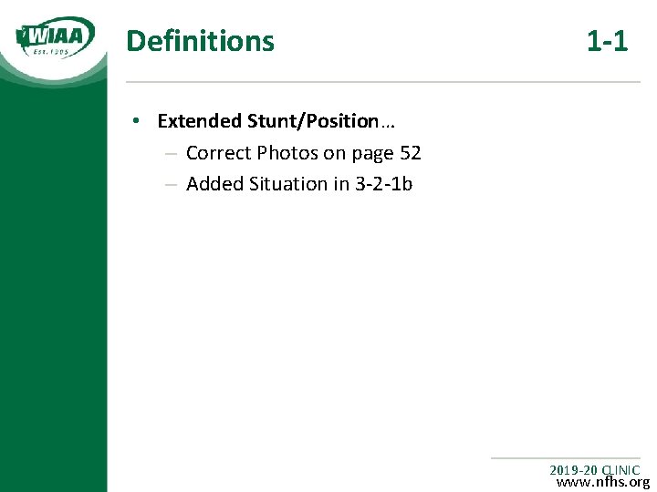 Definitions 1 -1 • Extended Stunt/Position… – Correct Photos on page 52 – Added