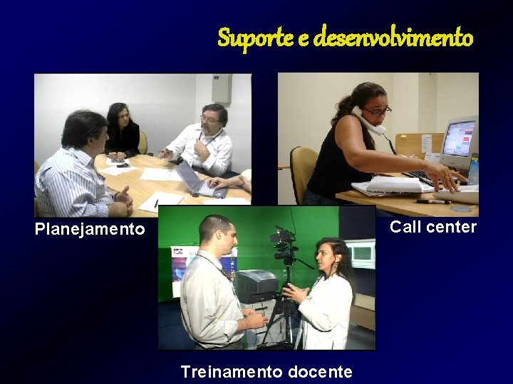 Suporte e desenvolvimento Call center Planejamento Treinamento docente Suporte e desenvolvimento Call center Planejamento Treinamento docente