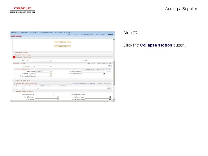 Adding a Supplier Step 27 Click the Collapse section button. 