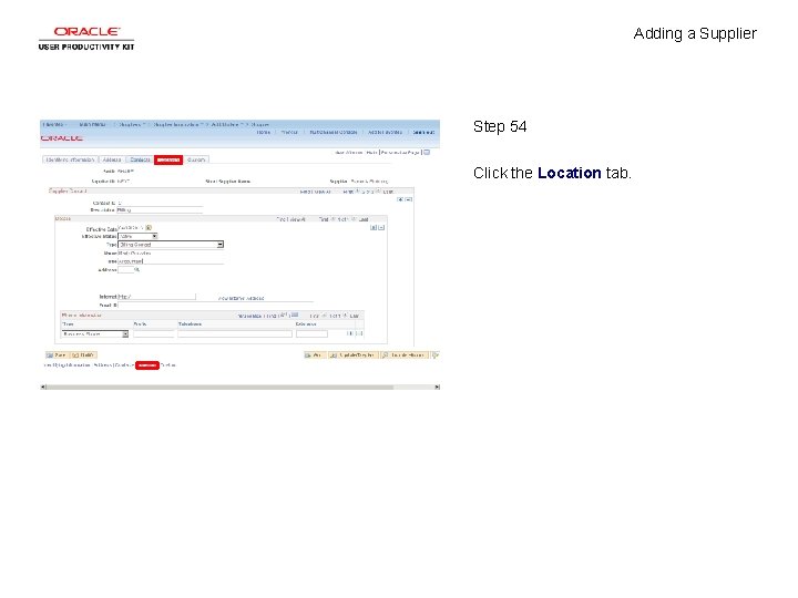 Adding a Supplier Step 54 Click the Location tab. 