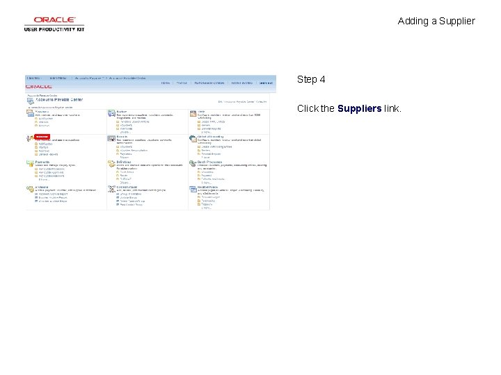 Adding a Supplier Step 4 Click the Suppliers link. 