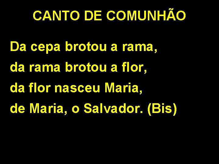 CANTO DE COMUNHÃO Da cepa brotou a rama, da rama brotou a flor, da