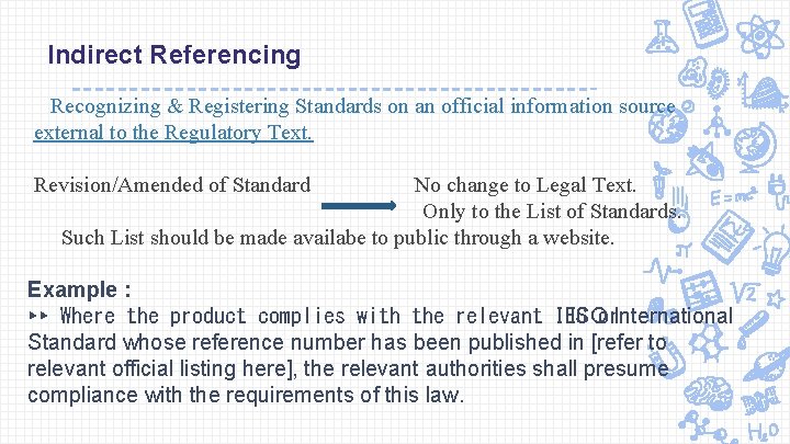 Indirect Referencing Recognizing & Registering Standards on an official information source external to the