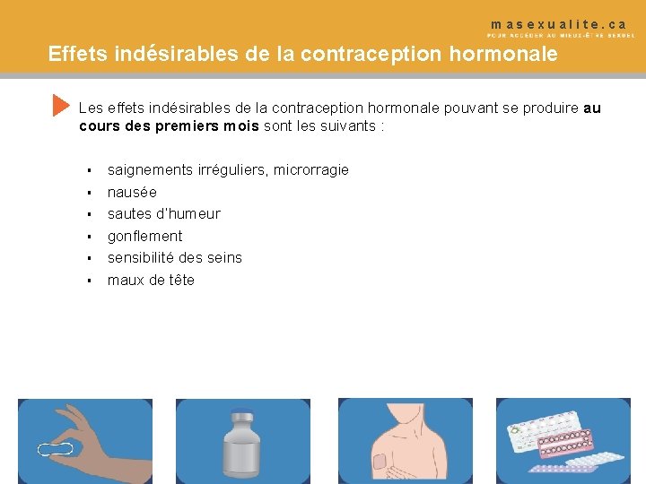 masexualite. ca Effets indésirables de la contraception hormonale Les effets indésirables de la contraception