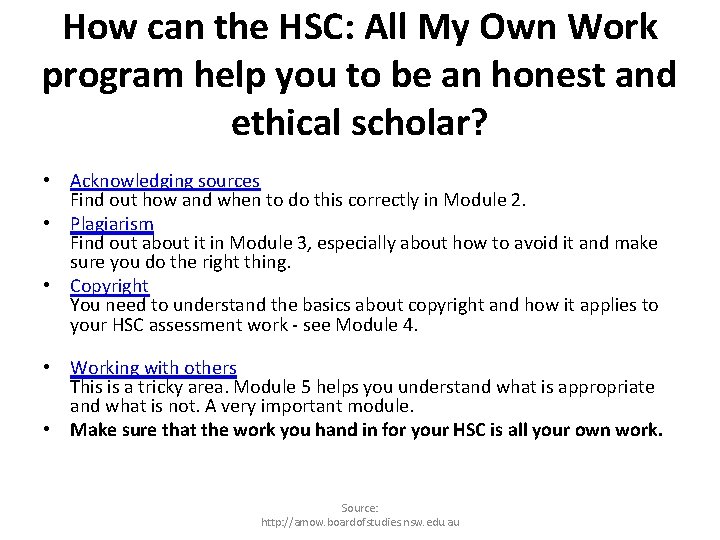 How can the HSC: All My Own Work program help you to be an