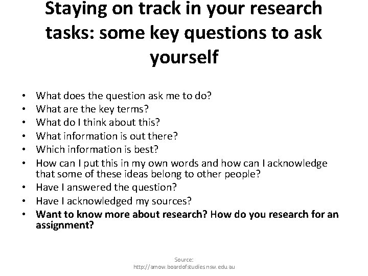 Staying on track in your research tasks: some key questions to ask yourself What