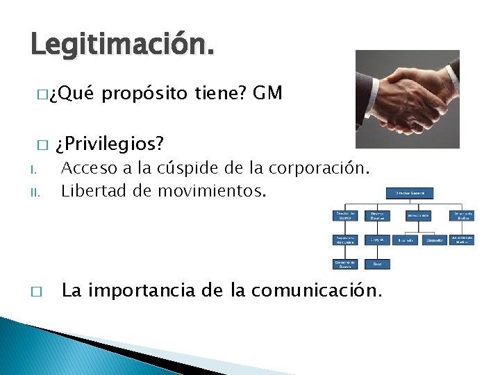 Legitimación. � ¿Qué � I. II. � propósito tiene? GM ¿Privilegios? Acceso a la