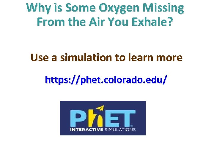 Why is Some Oxygen Missing From the Air You Exhale? Use a simulation to Why is Some Oxygen Missing From the Air You Exhale? Use a simulation to