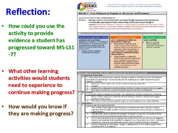Reflection: • How could you use the activity to provide evidence a student has Reflection: • How could you use the activity to provide evidence a student has