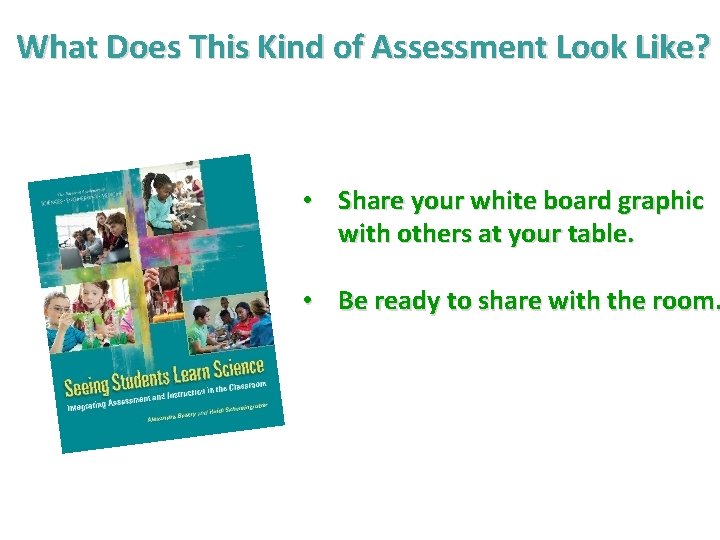 What Does This Kind of Assessment Look Like? • Share your white board graphic What Does This Kind of Assessment Look Like? • Share your white board graphic