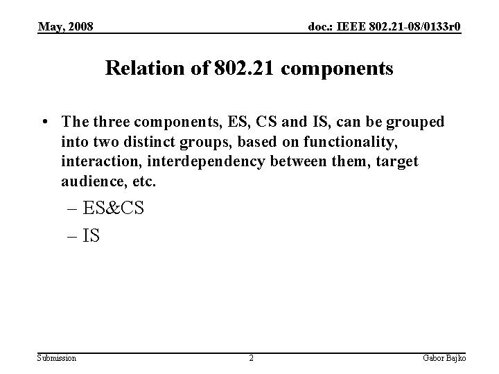 May, 2008 doc. : IEEE 802. 21 -08/0133 r 0 Relation of 802. 21