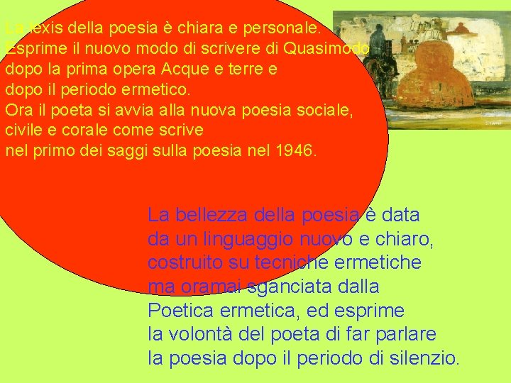 La lexis della poesia è chiara e personale. Esprime il nuovo modo di scrivere