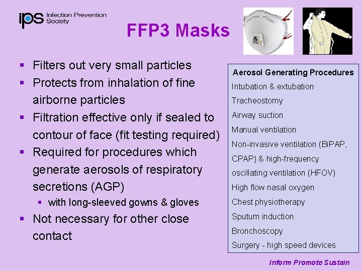 FFP 3 Masks § Filters out very small particles § Protects from inhalation of