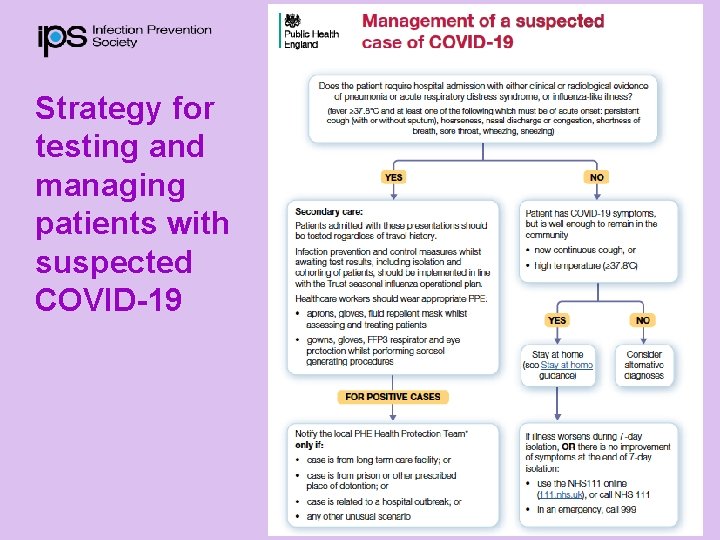 Strategy for testing and managing patients with suspected COVID-19 Inform Promote Sustain 