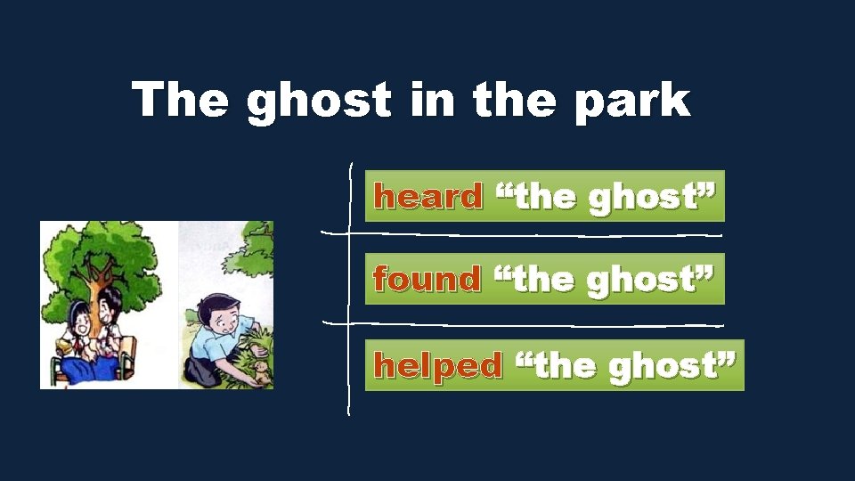 The ghost in the park heard “the ghost” found “the ghost” helped “the ghost”