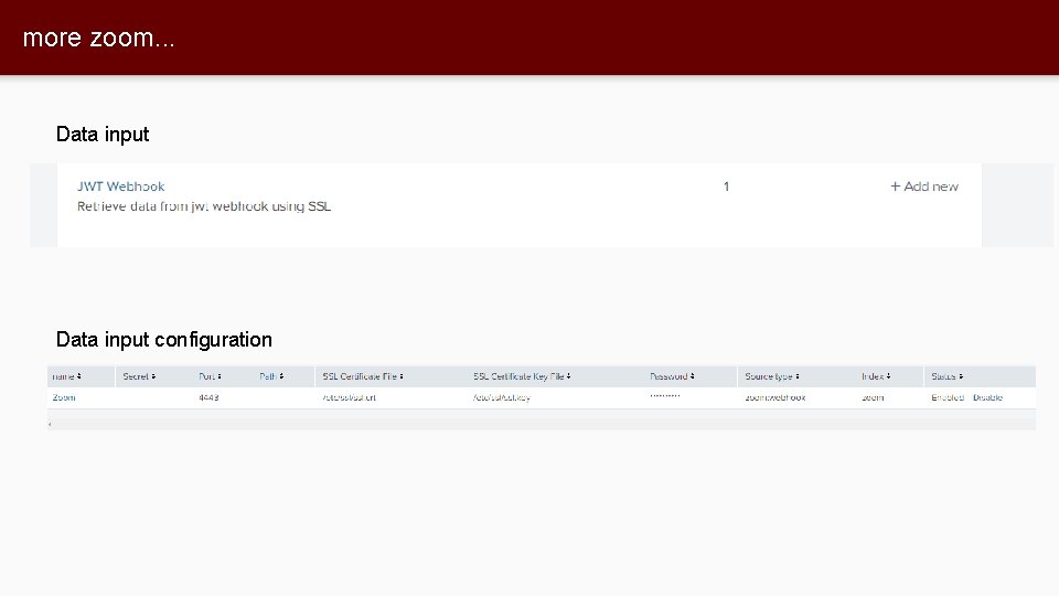 more zoom. . . Data input configuration 