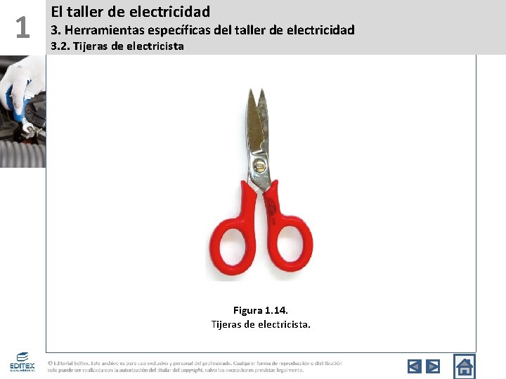 1 El taller de electricidad 3. Herramientas específicas del taller de electricidad 3. 2.