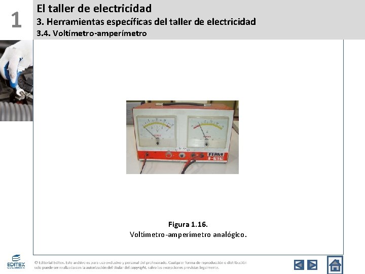 1 El taller de electricidad 3. Herramientas específicas del taller de electricidad 3. 4.