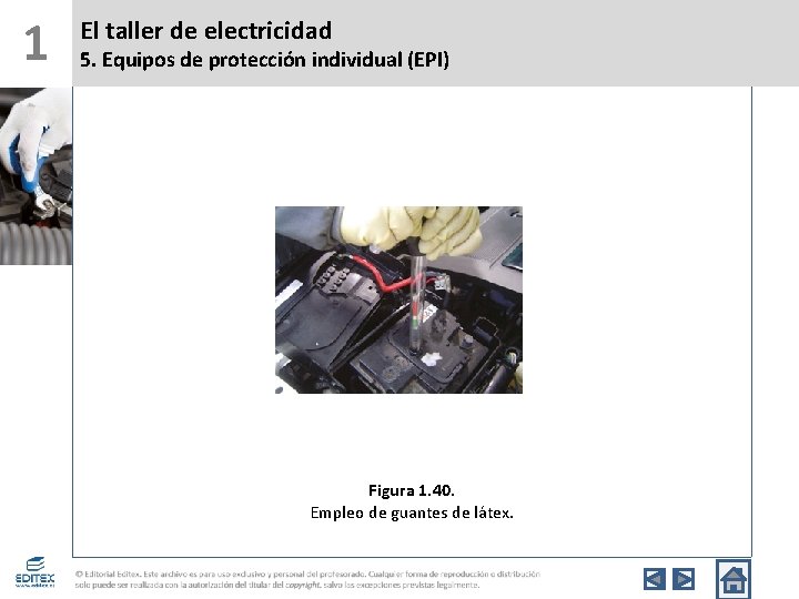 1 El taller de electricidad 5. Equipos de protección individual (EPI) Figura 1. 40.