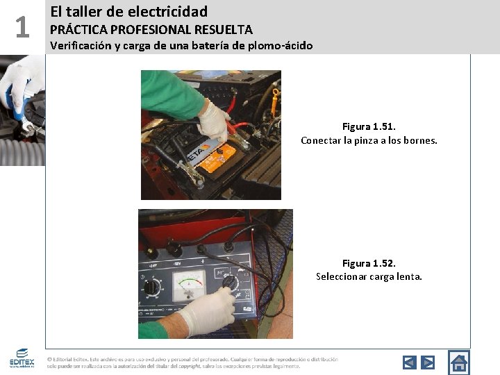 1 El taller de electricidad PRÁCTICA PROFESIONAL RESUELTA Verificación y carga de una batería