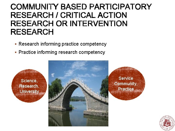 § Research informing practice competency § Practice informing research competency Science, Research, University Service