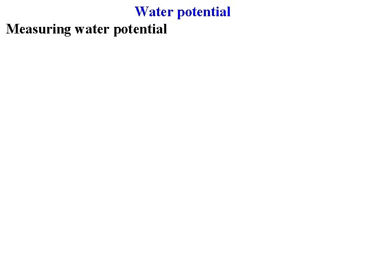 Water potential Measuring water potential 