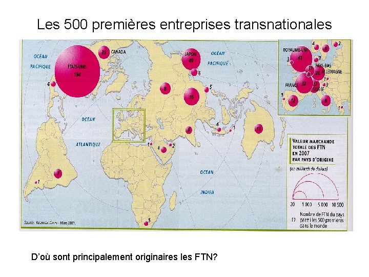 Les 500 premières entreprises transnationales D’où sont principalement originaires les FTN? 