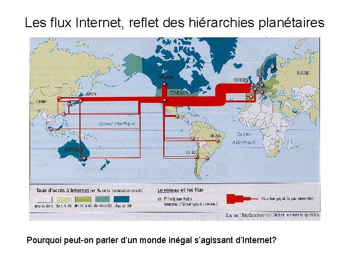 Les flux Internet, reflet des hiérarchies planétaires Pourquoi peut-on parler d’un monde inégal s’agissant