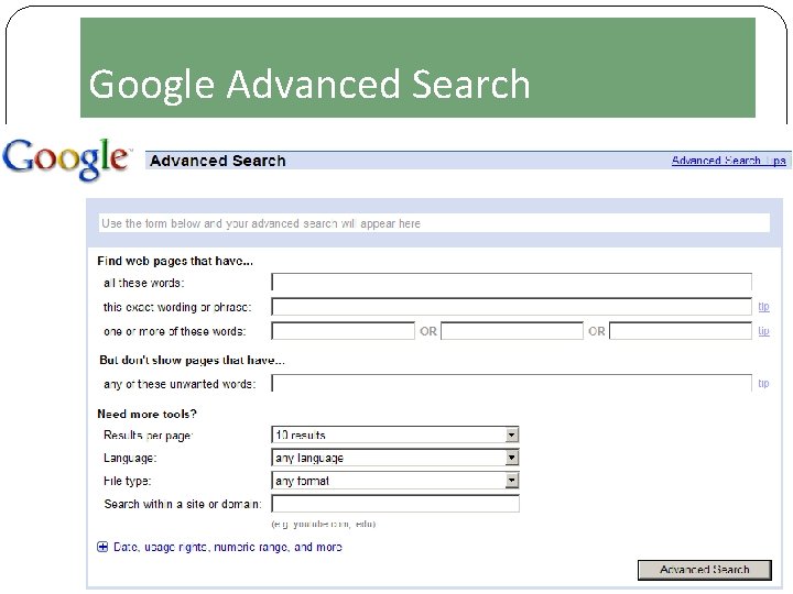 Google Advanced Search 